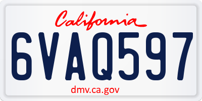 CA license plate 6VAQ597