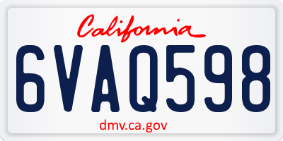 CA license plate 6VAQ598