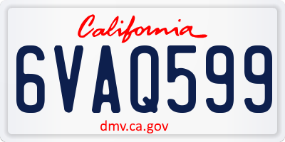 CA license plate 6VAQ599
