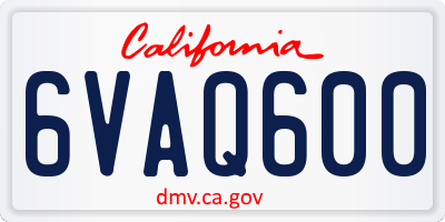 CA license plate 6VAQ600
