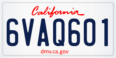 CA license plate 6VAQ601