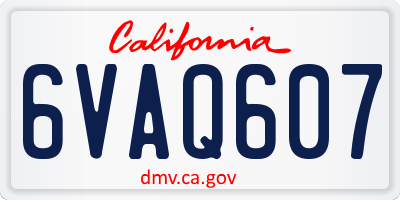 CA license plate 6VAQ607