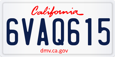 CA license plate 6VAQ615