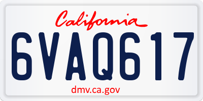 CA license plate 6VAQ617