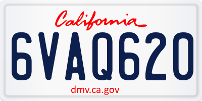 CA license plate 6VAQ620