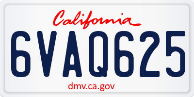 CA license plate 6VAQ625