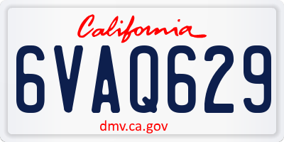 CA license plate 6VAQ629