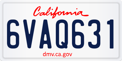 CA license plate 6VAQ631