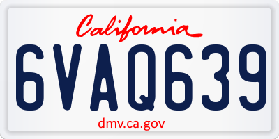 CA license plate 6VAQ639