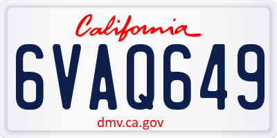 CA license plate 6VAQ649