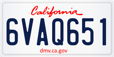 CA license plate 6VAQ651