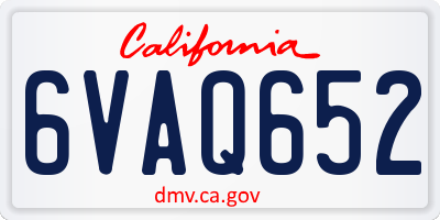 CA license plate 6VAQ652
