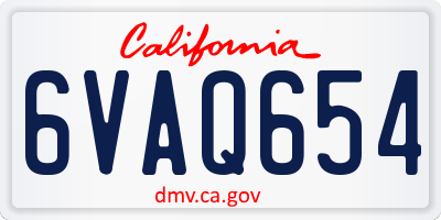 CA license plate 6VAQ654