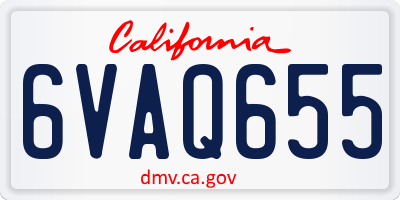 CA license plate 6VAQ655