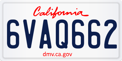 CA license plate 6VAQ662