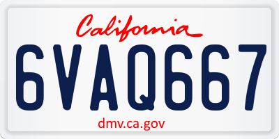 CA license plate 6VAQ667
