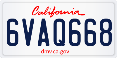 CA license plate 6VAQ668