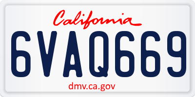 CA license plate 6VAQ669