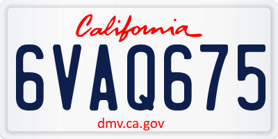 CA license plate 6VAQ675