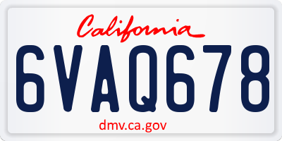 CA license plate 6VAQ678