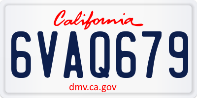 CA license plate 6VAQ679