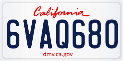 CA license plate 6VAQ680