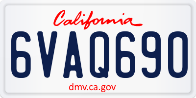 CA license plate 6VAQ690
