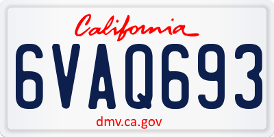 CA license plate 6VAQ693