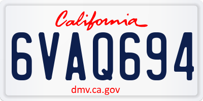 CA license plate 6VAQ694