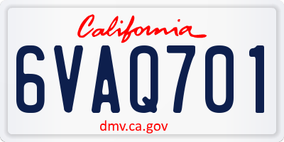 CA license plate 6VAQ701
