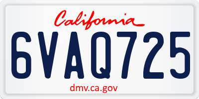 CA license plate 6VAQ725