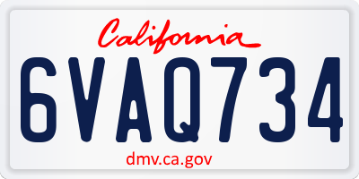 CA license plate 6VAQ734
