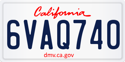 CA license plate 6VAQ740