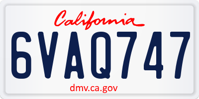 CA license plate 6VAQ747