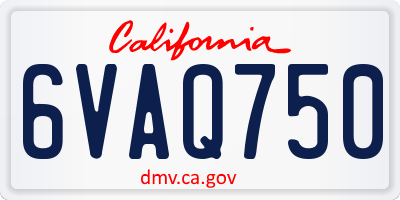 CA license plate 6VAQ750