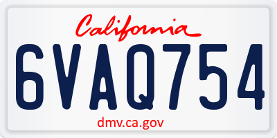 CA license plate 6VAQ754