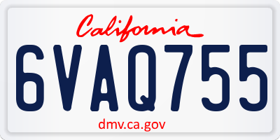 CA license plate 6VAQ755