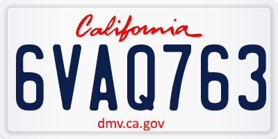 CA license plate 6VAQ763