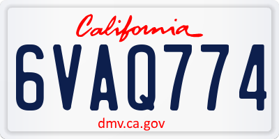 CA license plate 6VAQ774