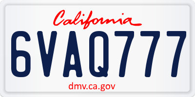 CA license plate 6VAQ777