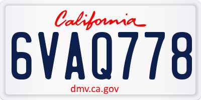 CA license plate 6VAQ778