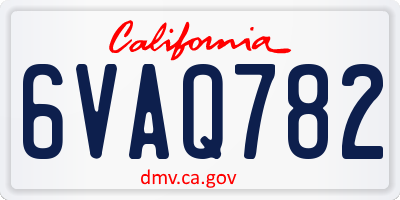 CA license plate 6VAQ782