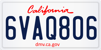 CA license plate 6VAQ806