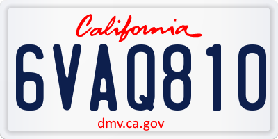 CA license plate 6VAQ810