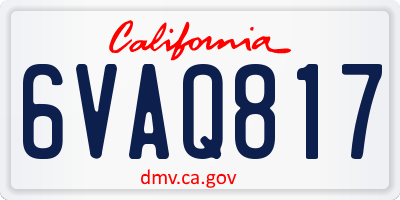 CA license plate 6VAQ817