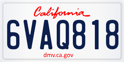 CA license plate 6VAQ818