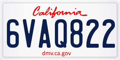CA license plate 6VAQ822