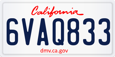 CA license plate 6VAQ833