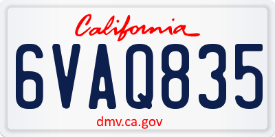 CA license plate 6VAQ835