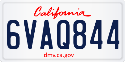CA license plate 6VAQ844